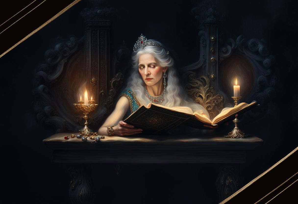Regal Woman with Silver Hair in Baroque Style