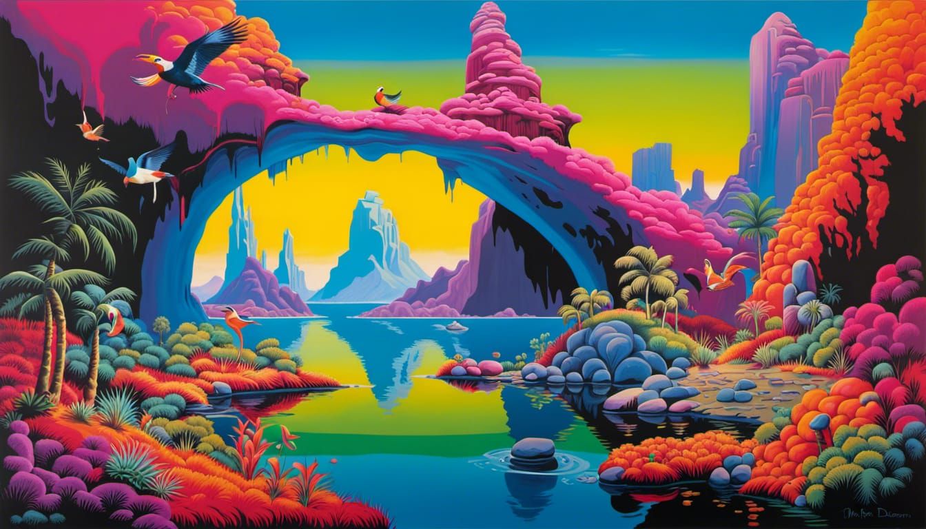 Exotic Birds in Graffiti Art Style