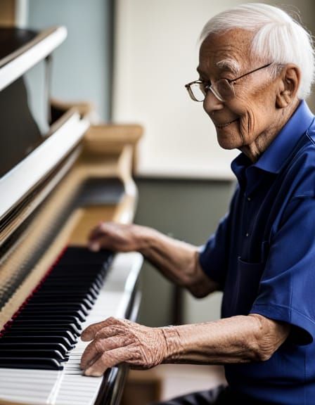 Portrait of Albert, Elderly Man Playing Piano