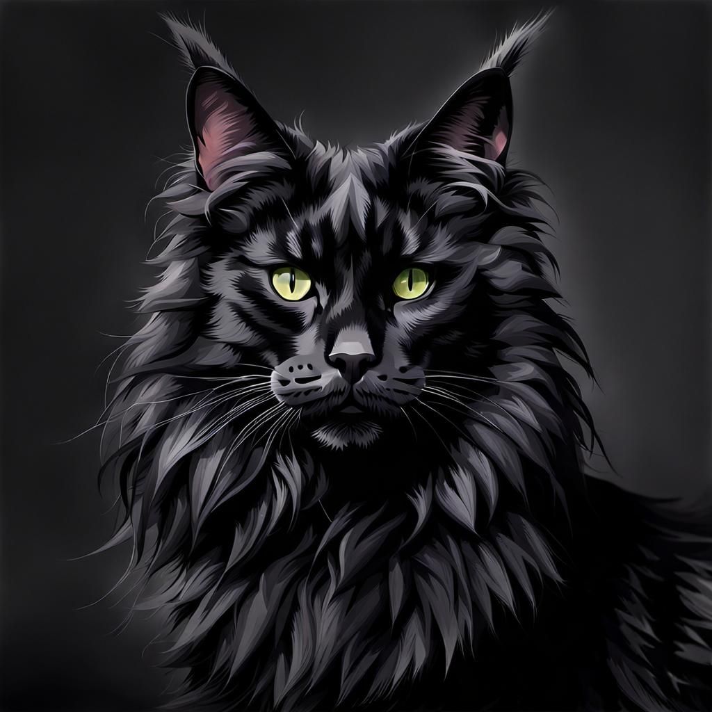Majestic Black Maine Coon Cat by Gareth Pugh