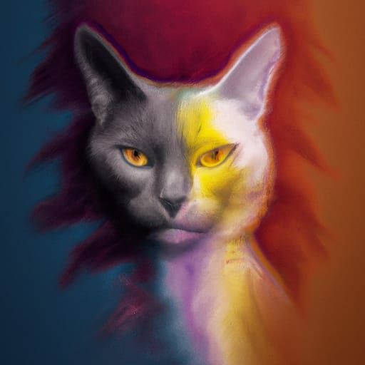 Hyperrealistic Cat Ghost in Colorful Splash Art