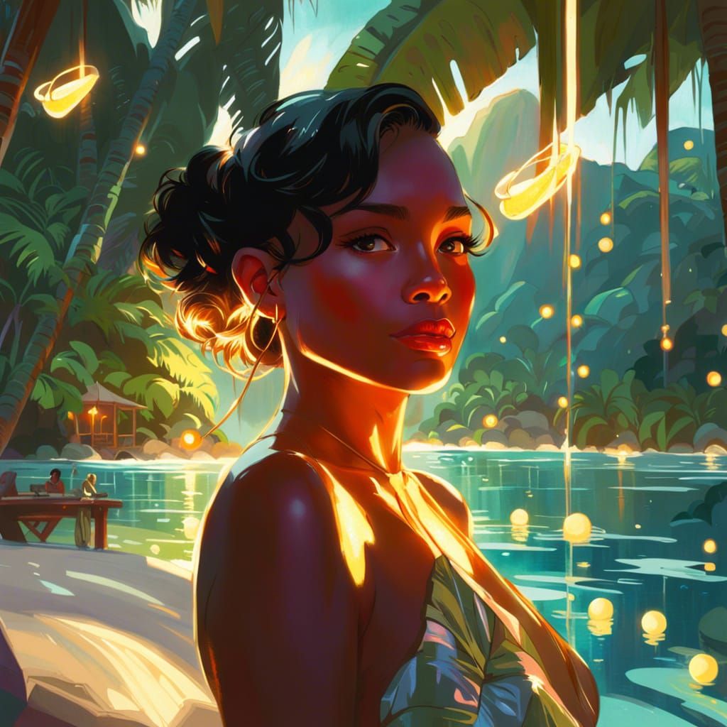 Lush Tropical Island View in Enchanted Style