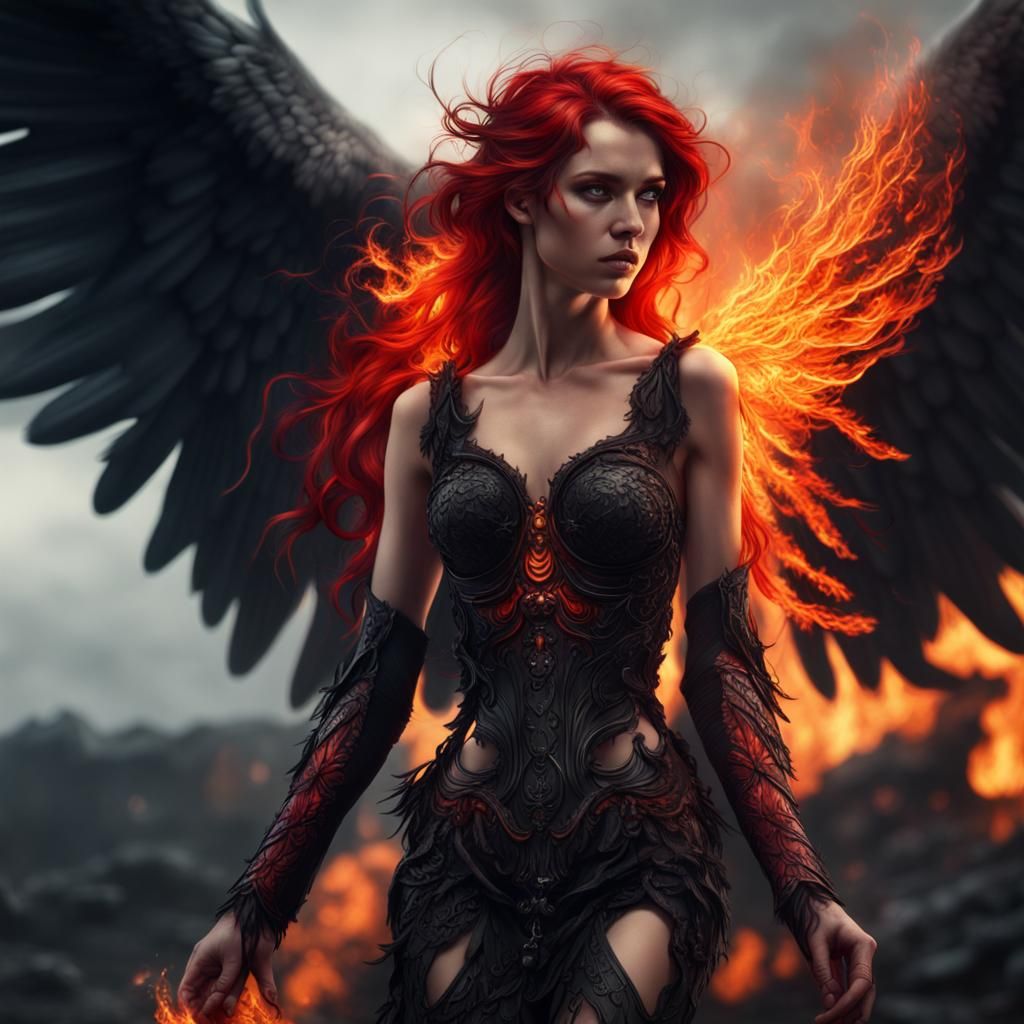 Dramatic Angel of Death with Fire Wings