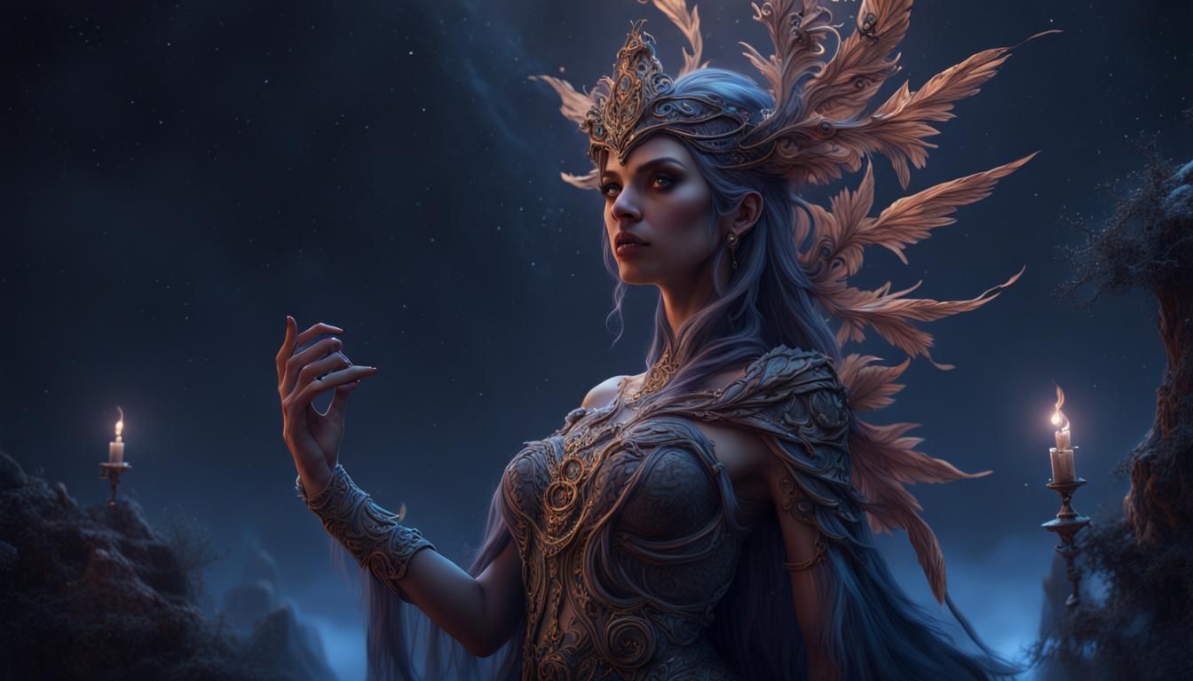 Goddess of Night: Detailed Fantasy Concept Art