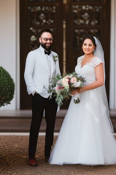 Brides Holding Bouquet in Detailed Digital Portrait