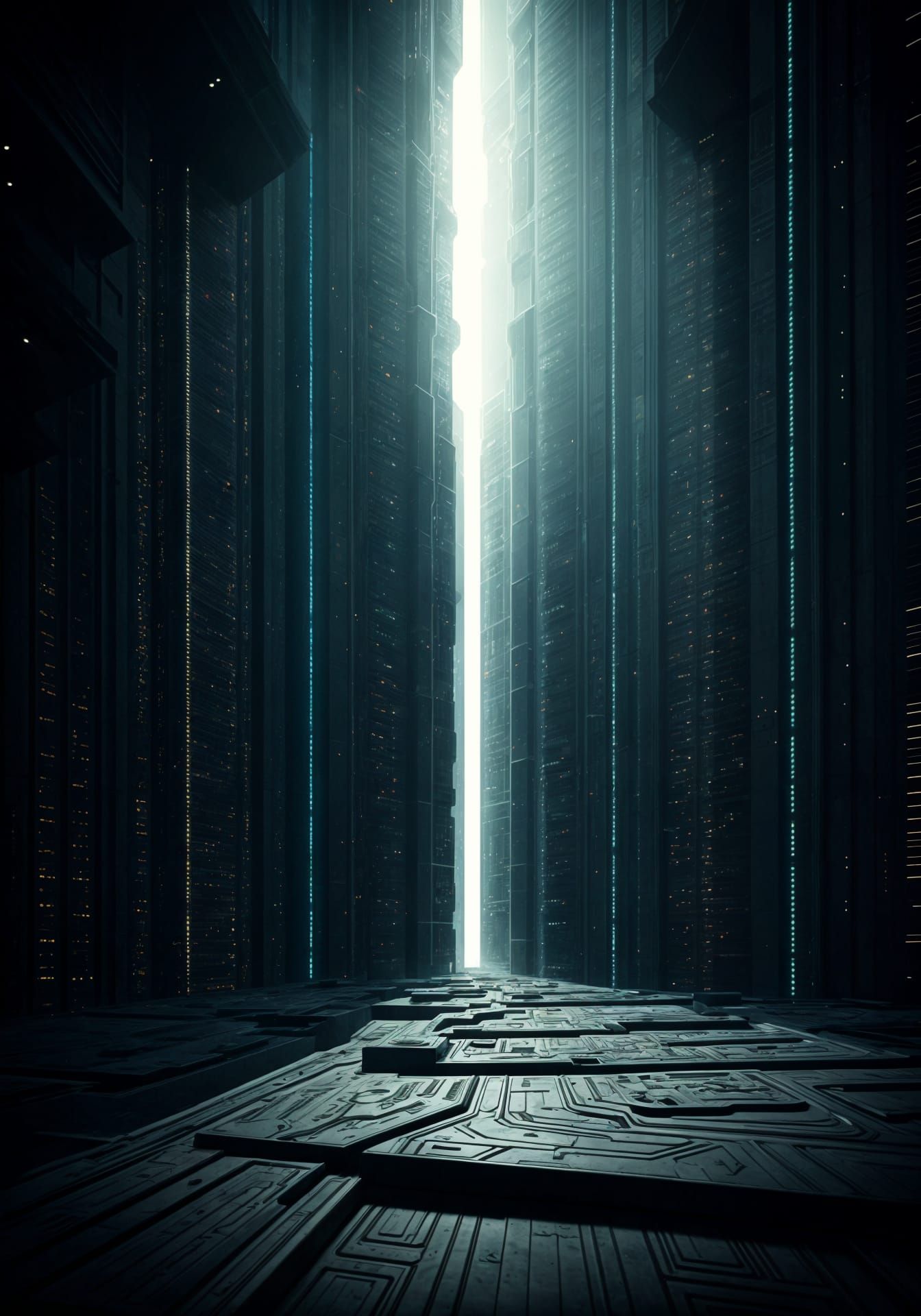 Epic Futuristic Cityscape with Neon Circuits and Glowing Sig...