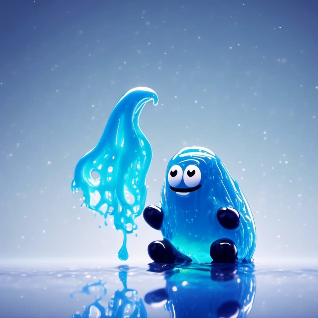 Happy Bioluminescent Slime Blob Cartoon in 8K