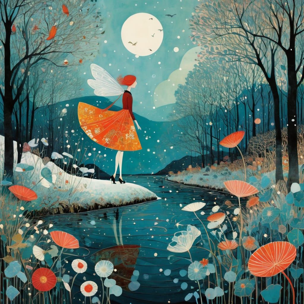 Whimsical Fairy Amidst Frosty Floral Beauty