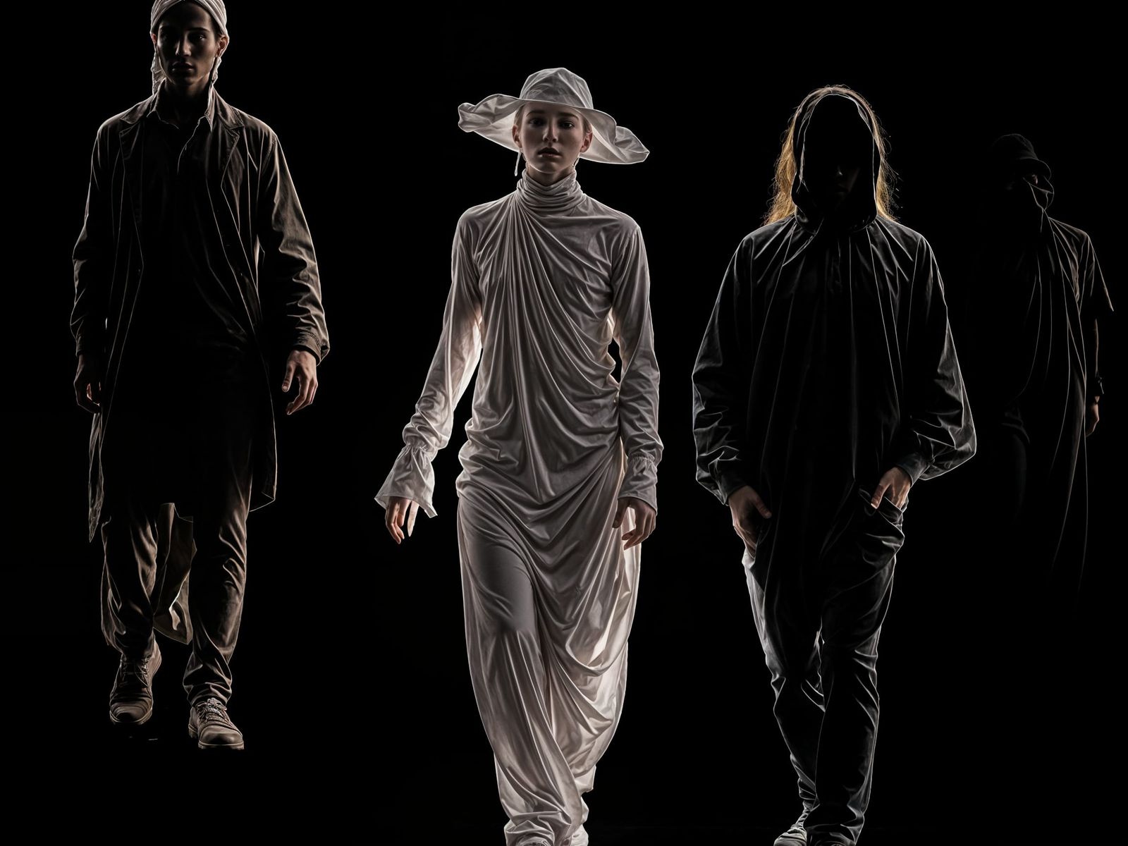 Three Ethereal Ghostly Figures