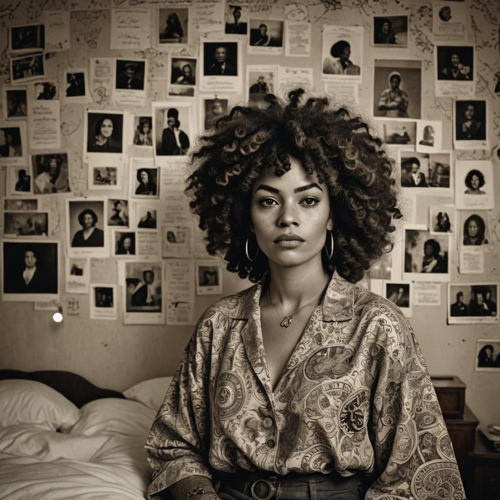 Vintage Portrait of Curvy Woman with Tattoos