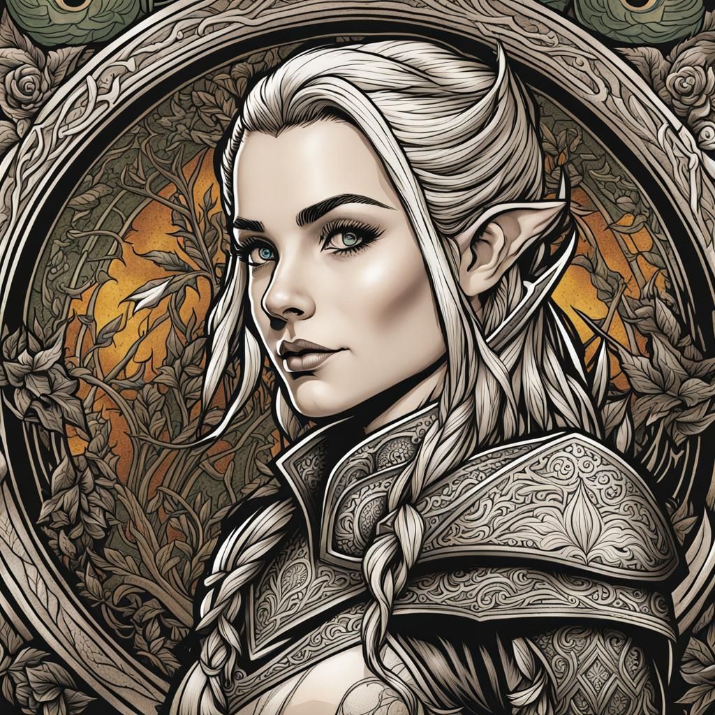 Tattooed Elf: Retro Dungeons and Dragons Illustration