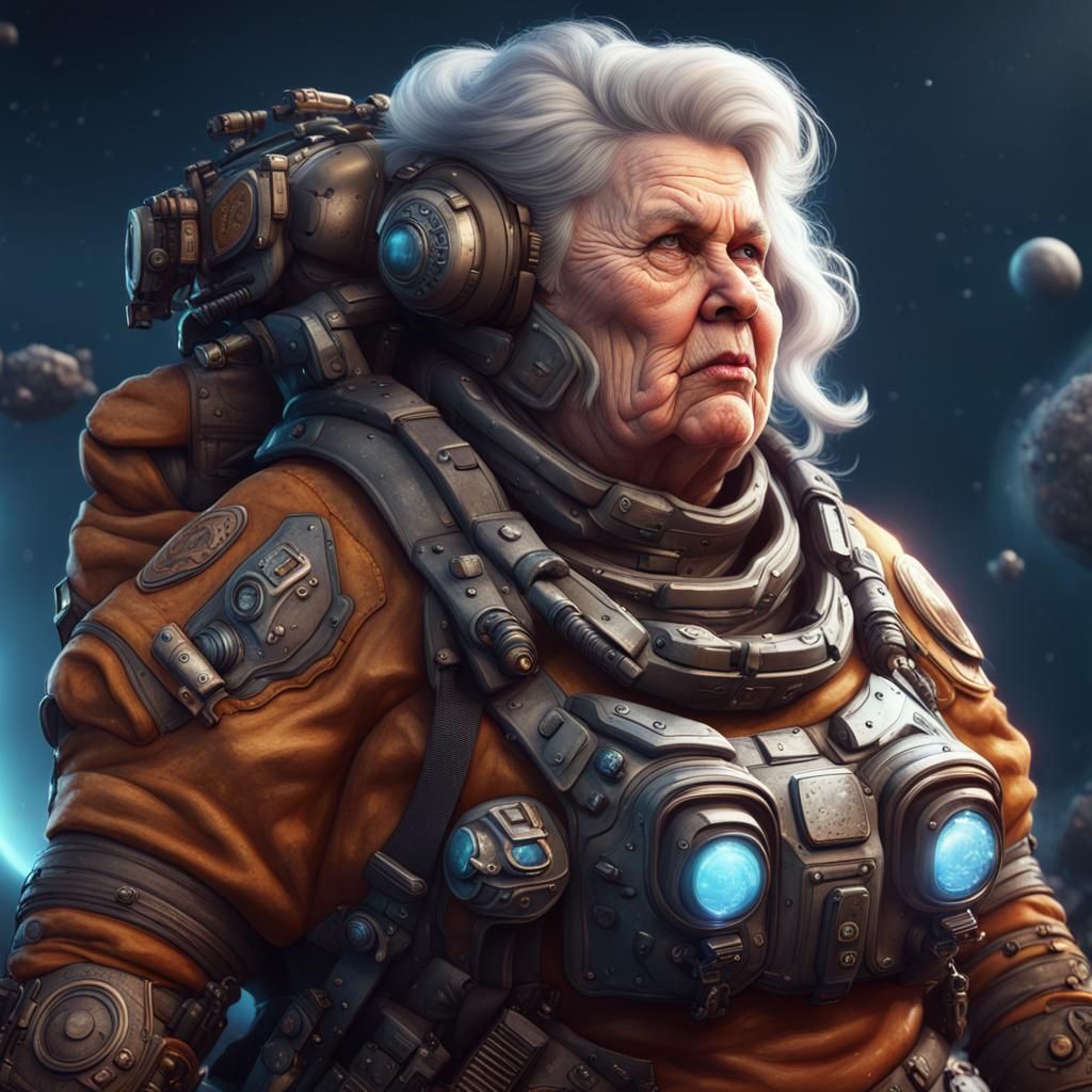 Detailed Space Mercenary in Fantasy Art Style