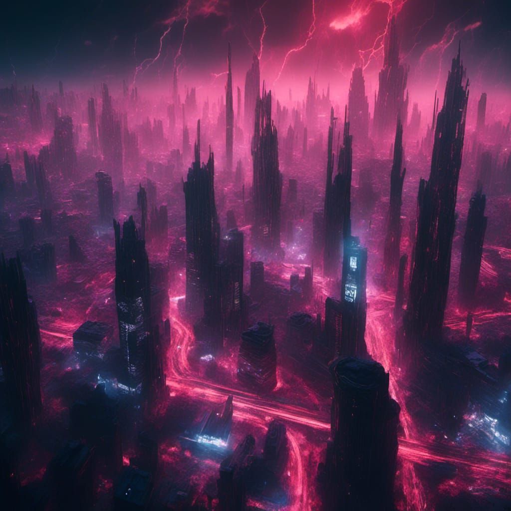 Hyperrealistic Cyberpunk Cityscape with Neon Lights