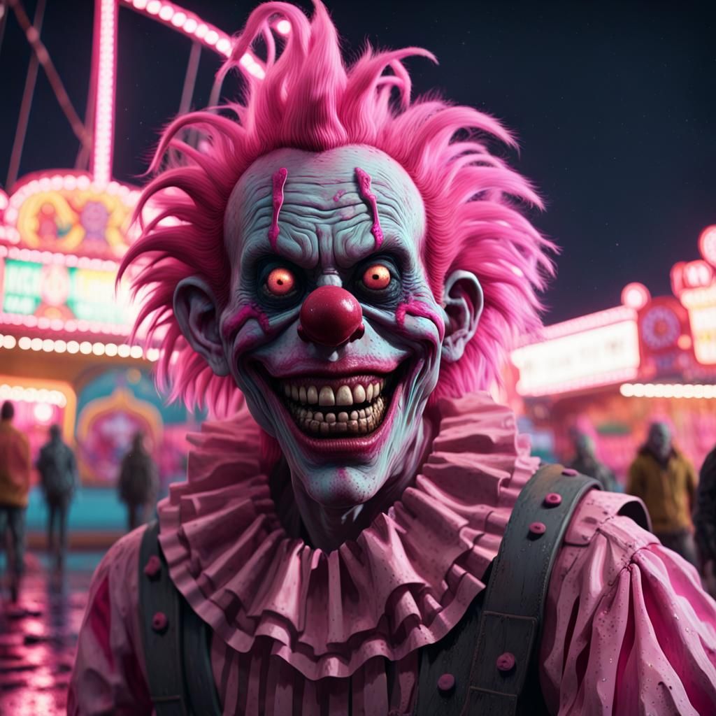 Menacing Zombie Monkey Clown in Abandoned Carnival