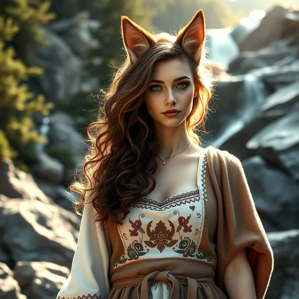 Mystic Woman Cat Hybrid in Swiss Alps