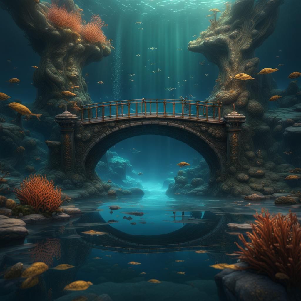 Underwater Bridge in Detailed Matte Painting Style