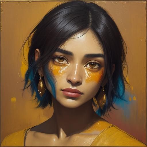 Emotional Woman Portrait in Expressionist Oil Painting