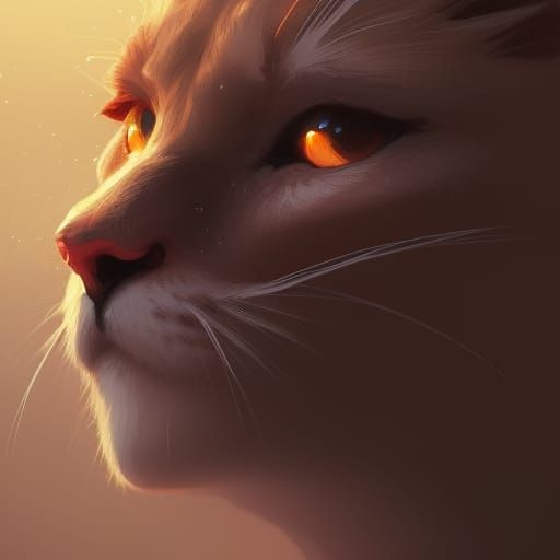Detailed Neko Portrait in Art Nouveau Style