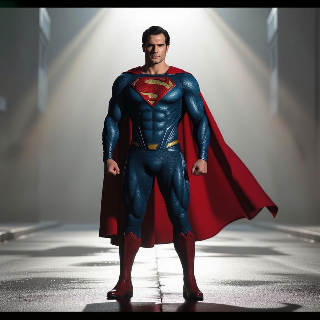 Superman Heroic Stance with Cinematic Lighting