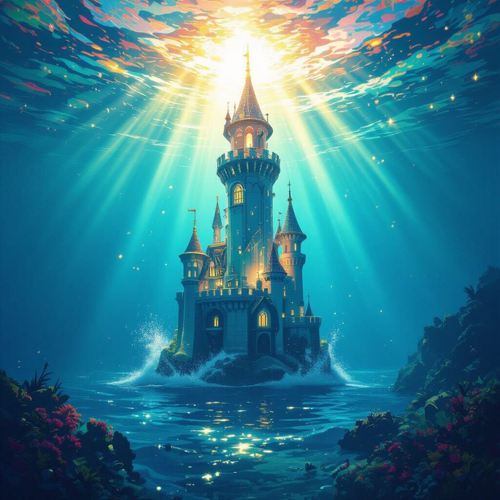Fairytale Tower Underwater in Sun's Rays
