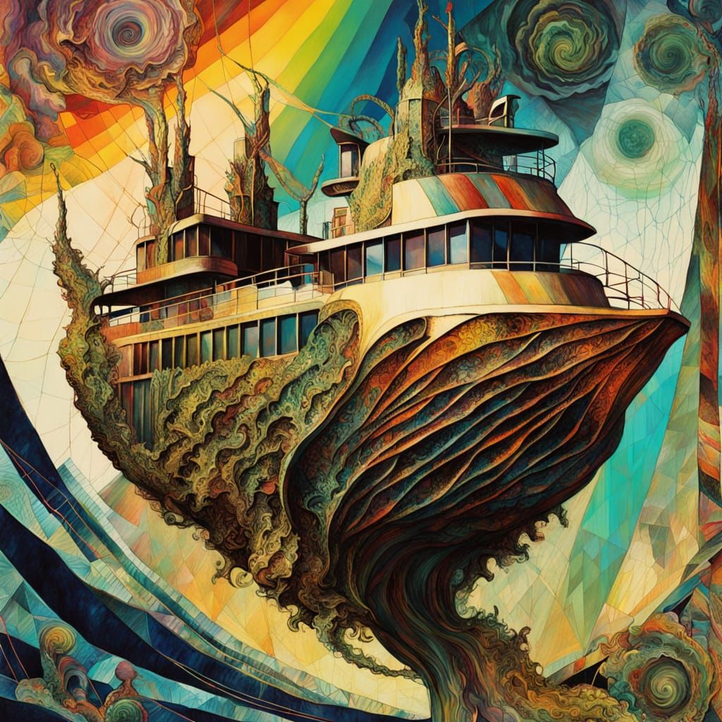 Surreal Oil Slick Dreamscape in Vibrant Post-Modernist Style