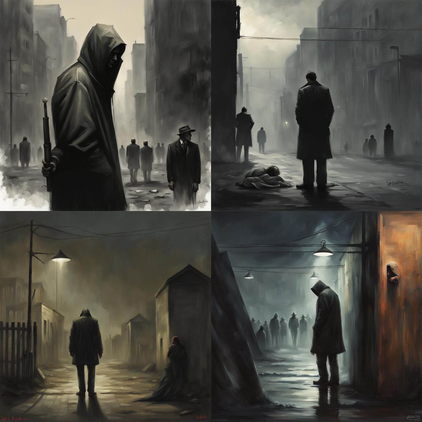 Sinister Stalker Watching People: Greg Rutkowski Style