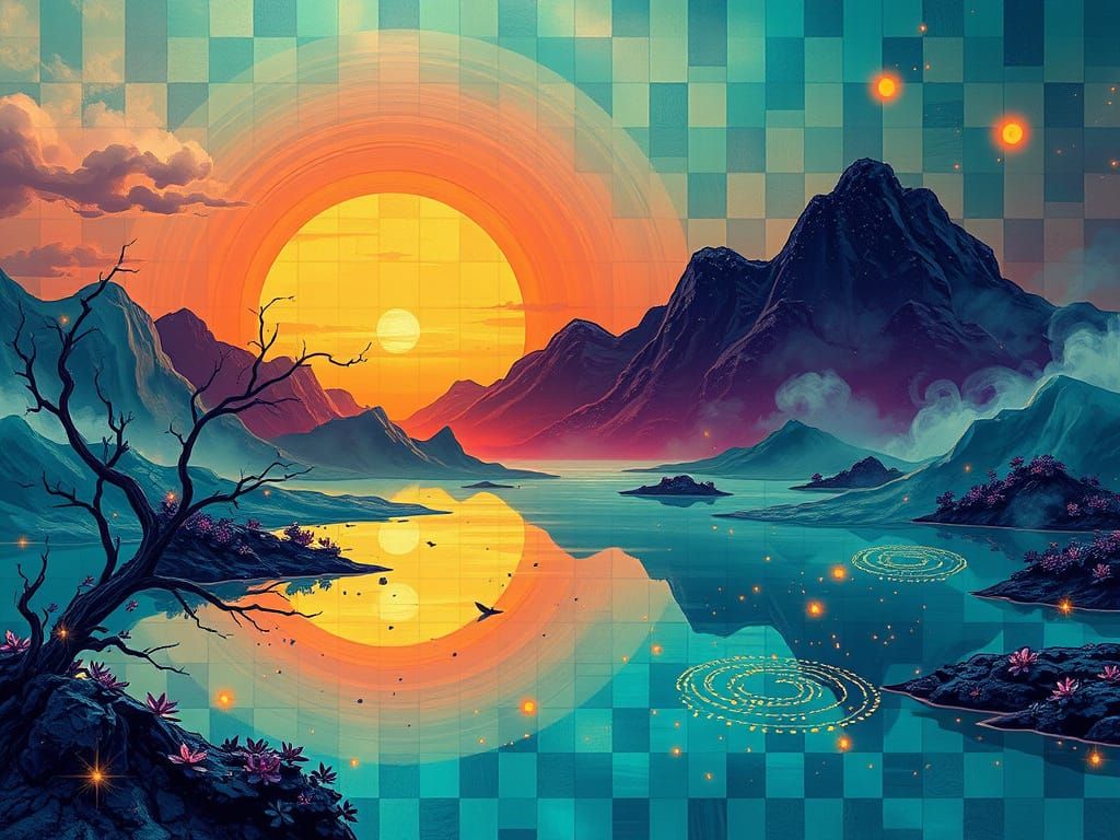 Ethereal Infinity Road in Vibrant Sunset Hues