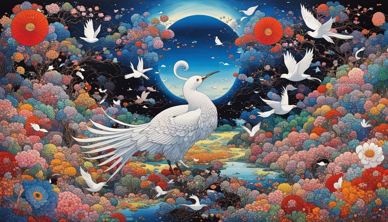 Surreal Japanese Geisha in Mystical Dreamscapes with Glowing...