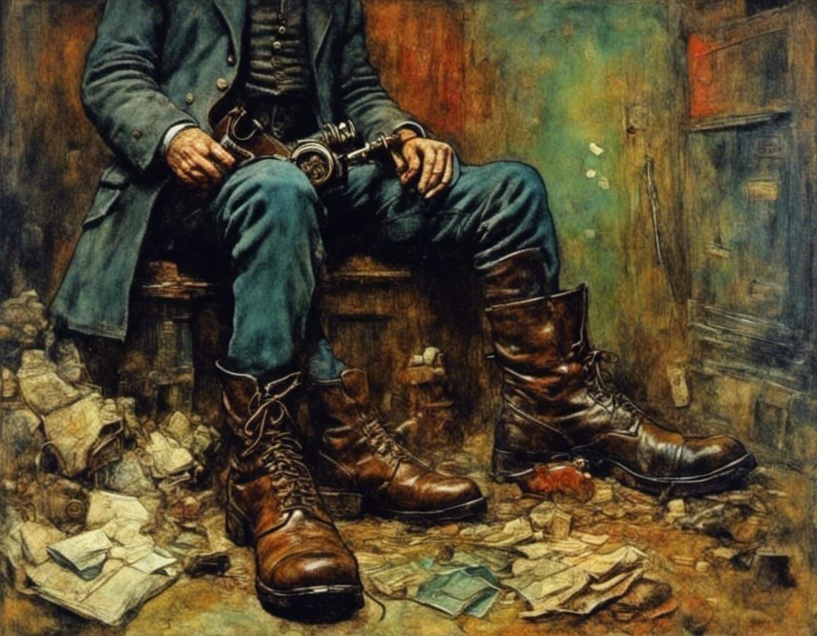 Surreal Boot Licker in Expressionist Style