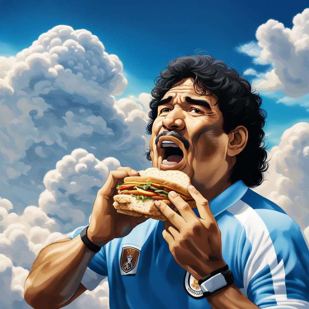 Diego Maradona's Heavenly Sandwich: Hyperrealistic Concept A...