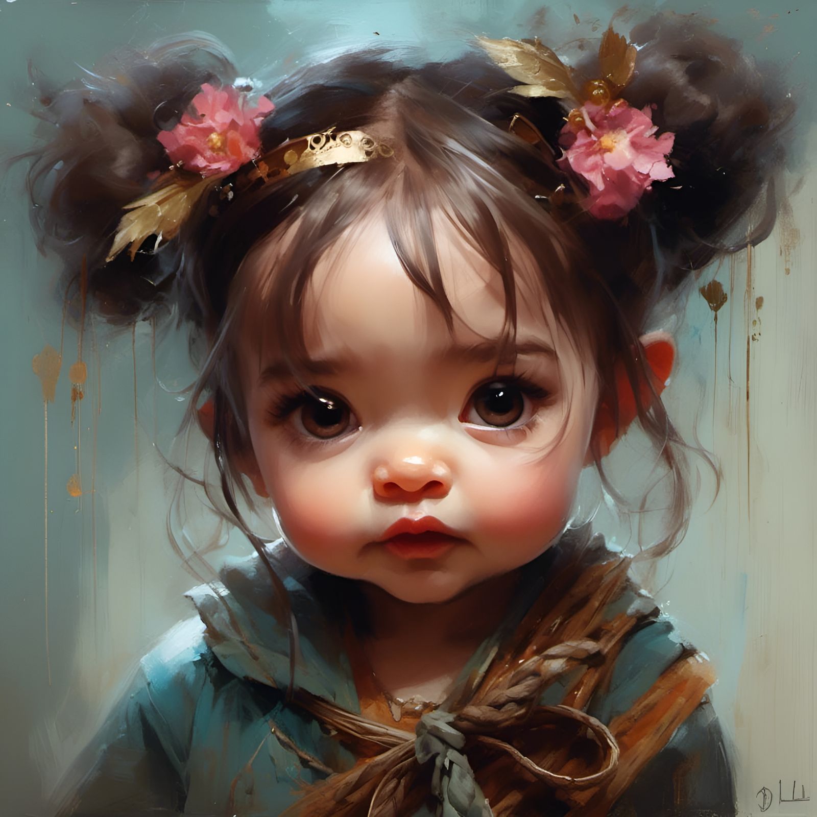 Adorable Subject in Expressive Oil Painting Style