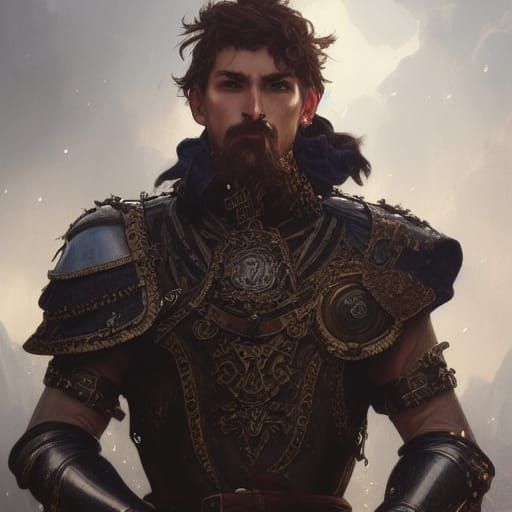 Handsome Knight in Gothic Armor Portrait