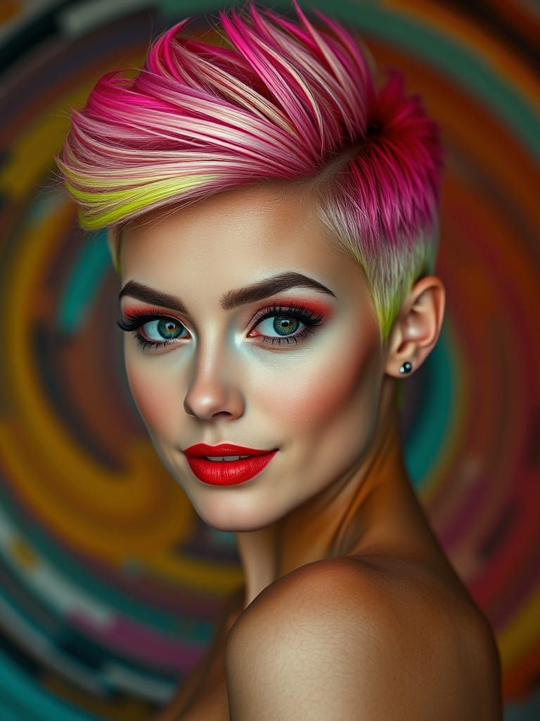 Glamorous Fauxhawk Beauty in Neon Hues