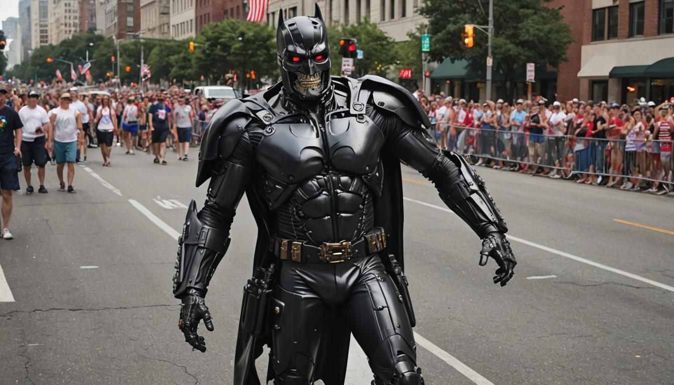 Terminator T-800 as Batman in July 4th Parade