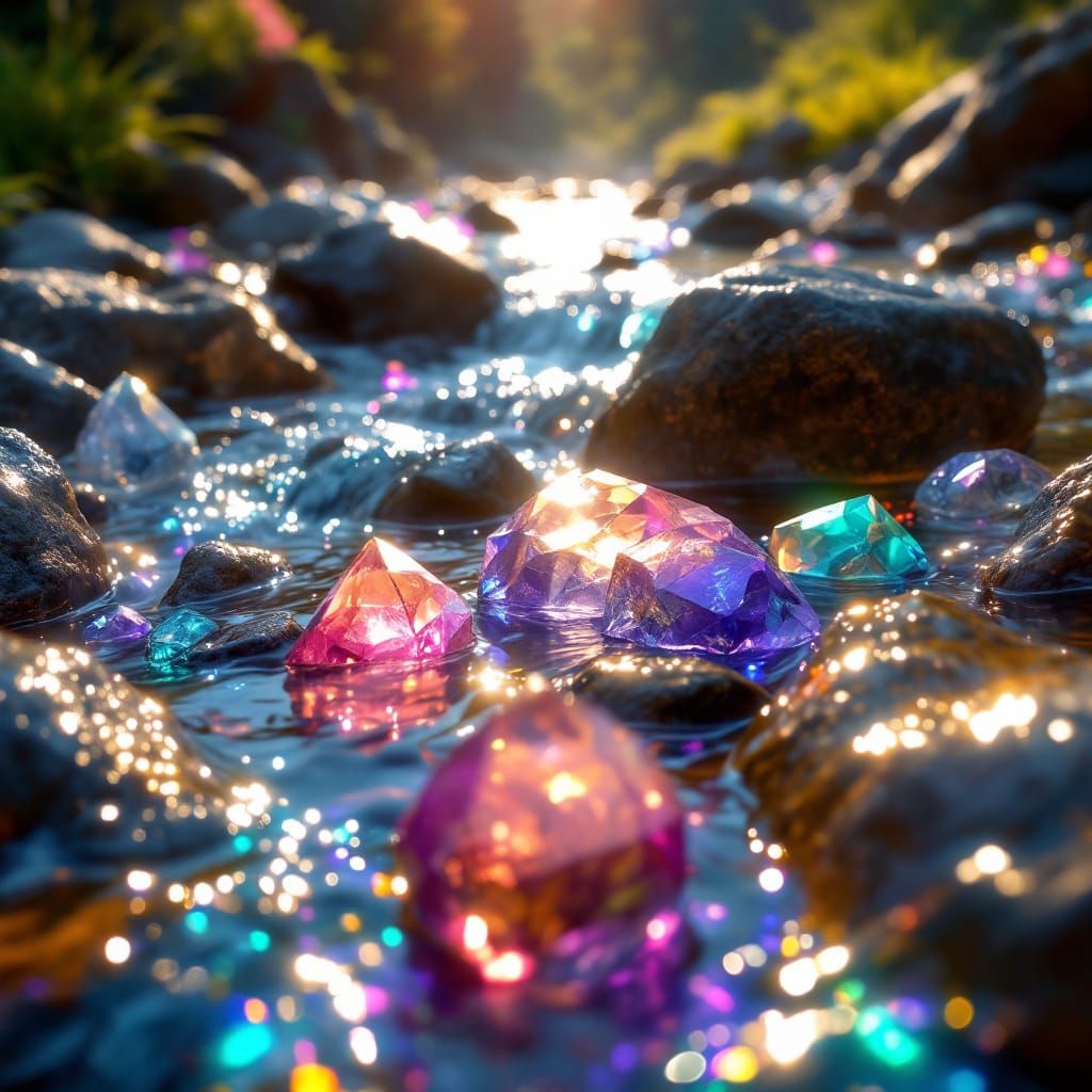 Crystal Riverbed in Mount Shasta: Ethereal Concept Art