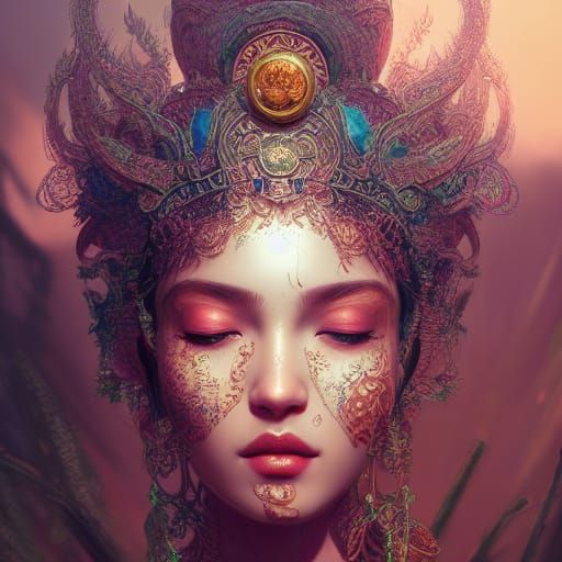 Hyperdetailed Goddess with Sun Rays in Fantasy Art