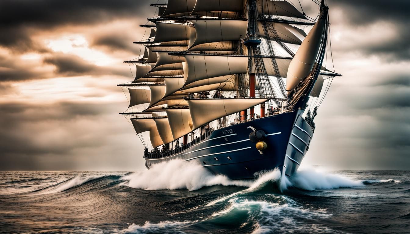 Optical Illusion of Ship on Waves: Hyperrealistic HDR