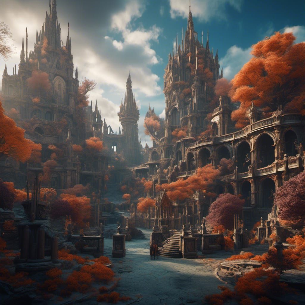 Fantastical Skyfall Matte Painting in Deep Color