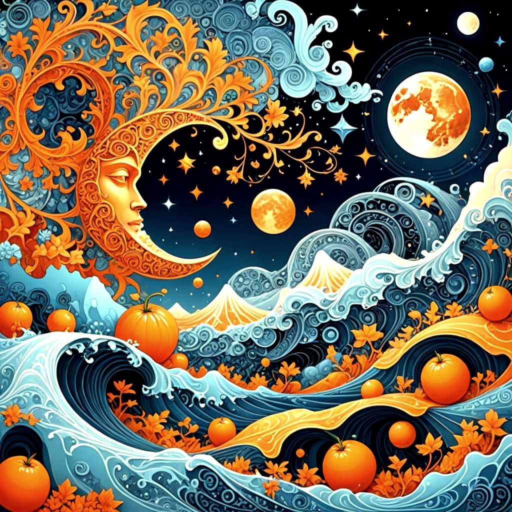 Cosmic Dialogue in Vibrant Abstract Fractal