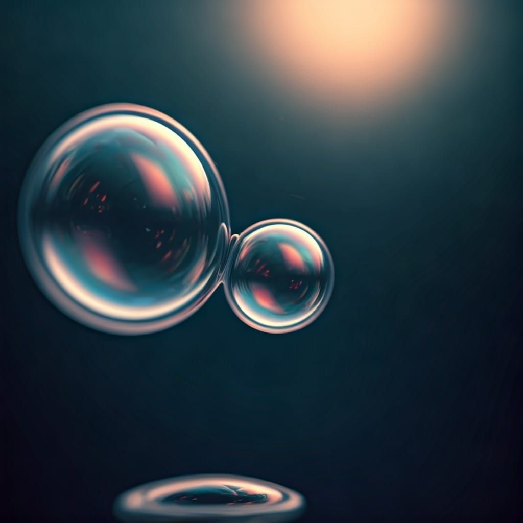Iridescent Bubbles Floating in Dreamy Ethereal Style