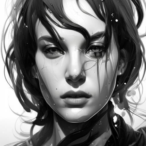 Monochrome Portrait in Art Nouveau Style