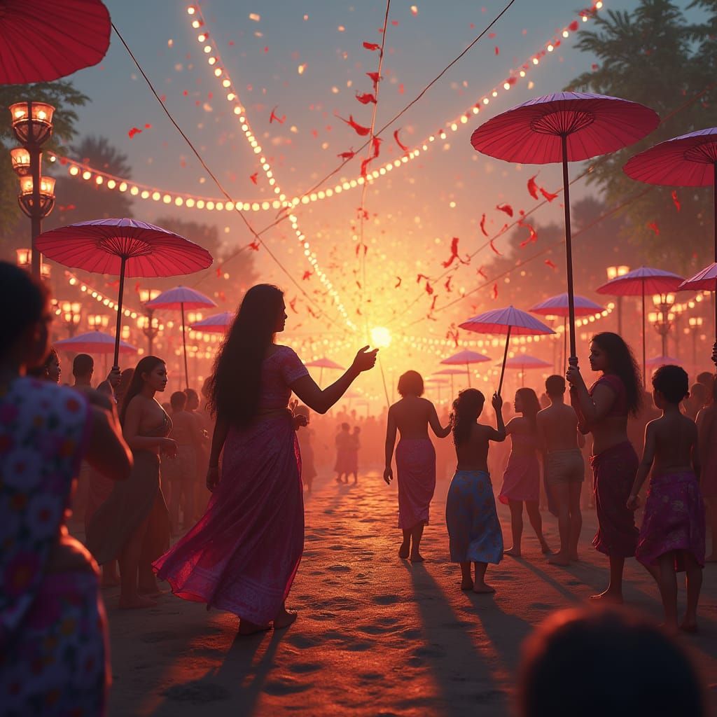 Vibrant Deepavali Festival Scene in Digital Matte Painting