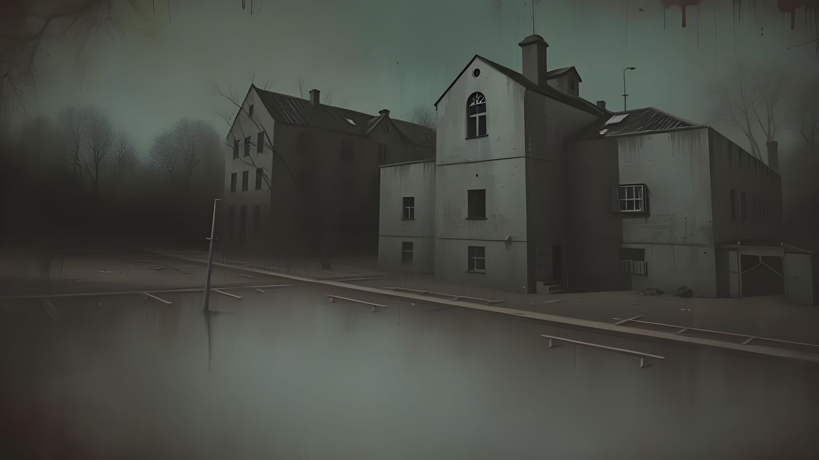 Decaying Asylum in Expressionist Impasto Style