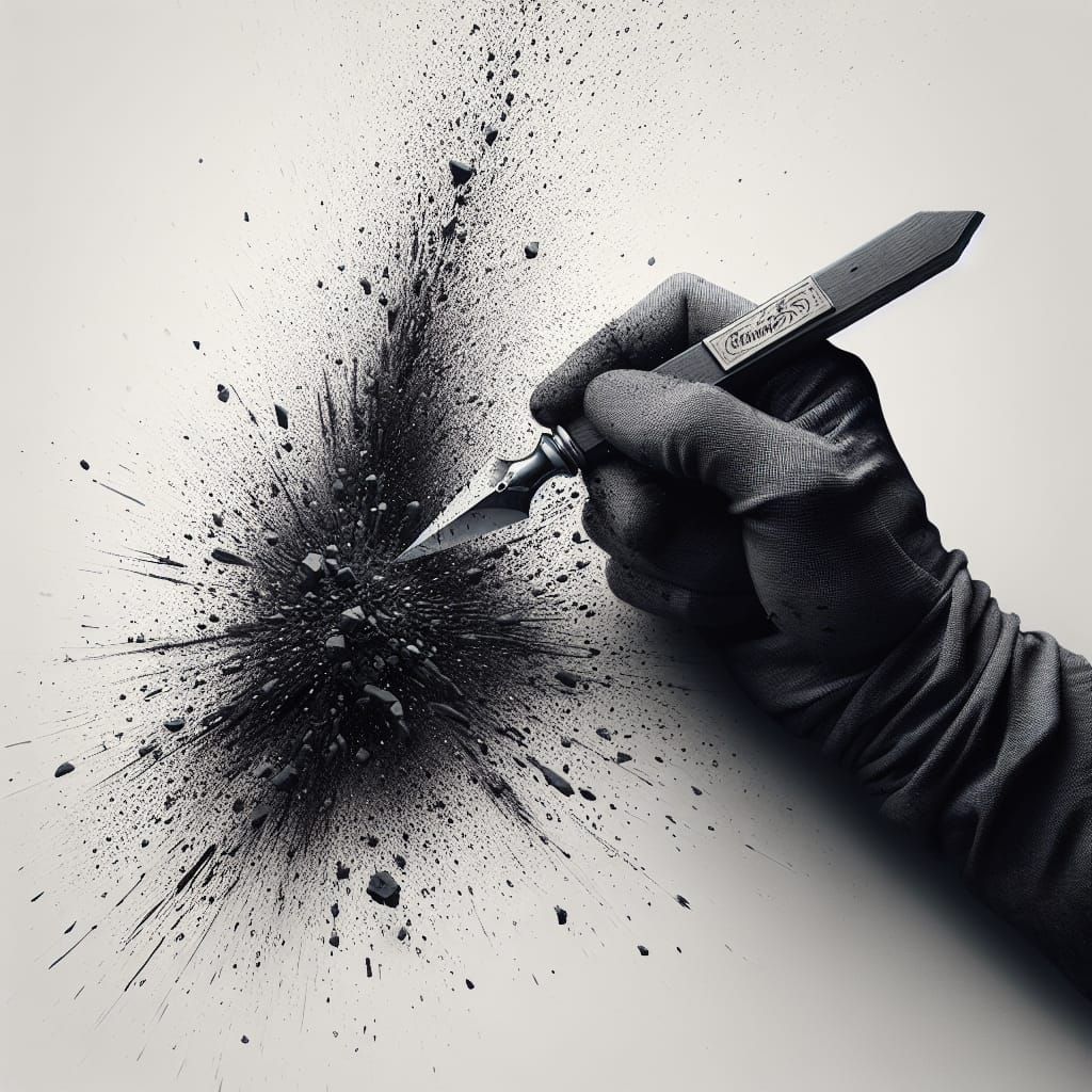 Hand with Stylus Creating Particle Burst