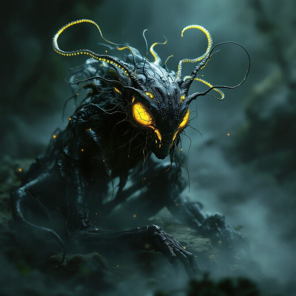 Ethereal Alien Creature in Biomechanical Realism