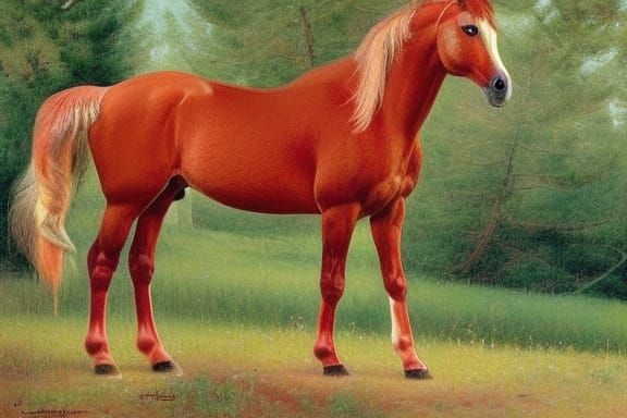 Realistic Roan Horse Painting with Intricate Details