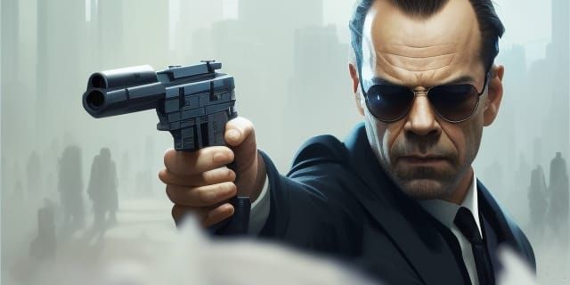 Agent Smith Portrait: Hyperdetailed Dark Fantasy Concept Art
