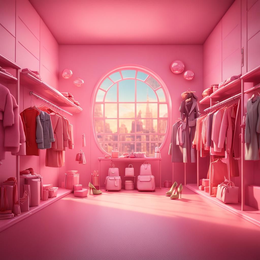 Light Pink Dressing Room in Pixar Style