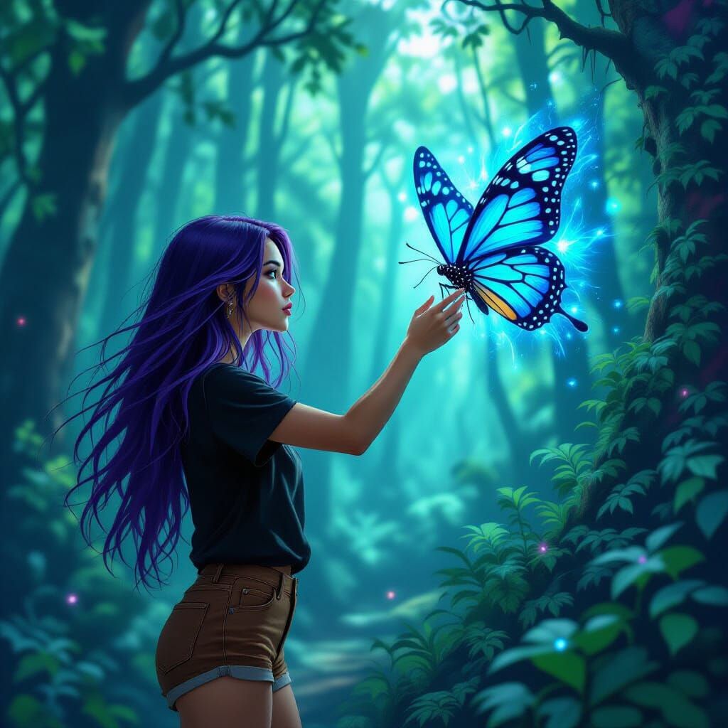 Bioluminescent Butterfly Touches Graffiti Mural