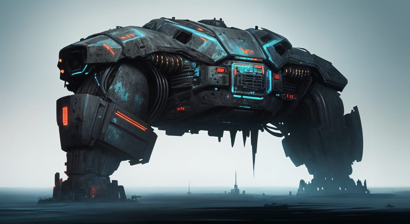 Synthwave Fantasy Landscape in Thick Texture